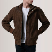 
Tailored Rib Cuffs & Hem Craftsmanship Construction Detail on Lester Brúnn Suede Bomberjakki úr Leðri fyrir Karla For Men