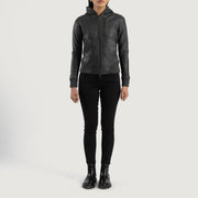 
Luna Hooded Bomberjakki úr Leðri fyrir Konur – alternate product view 3
