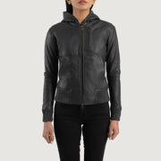 
Luna Hooded Bomberjakki úr Leðri fyrir Konur – alternate product view 4