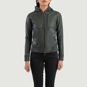 
Luna Hooded Bomberjakki úr Leðri fyrir Konur – alternate product view 4
