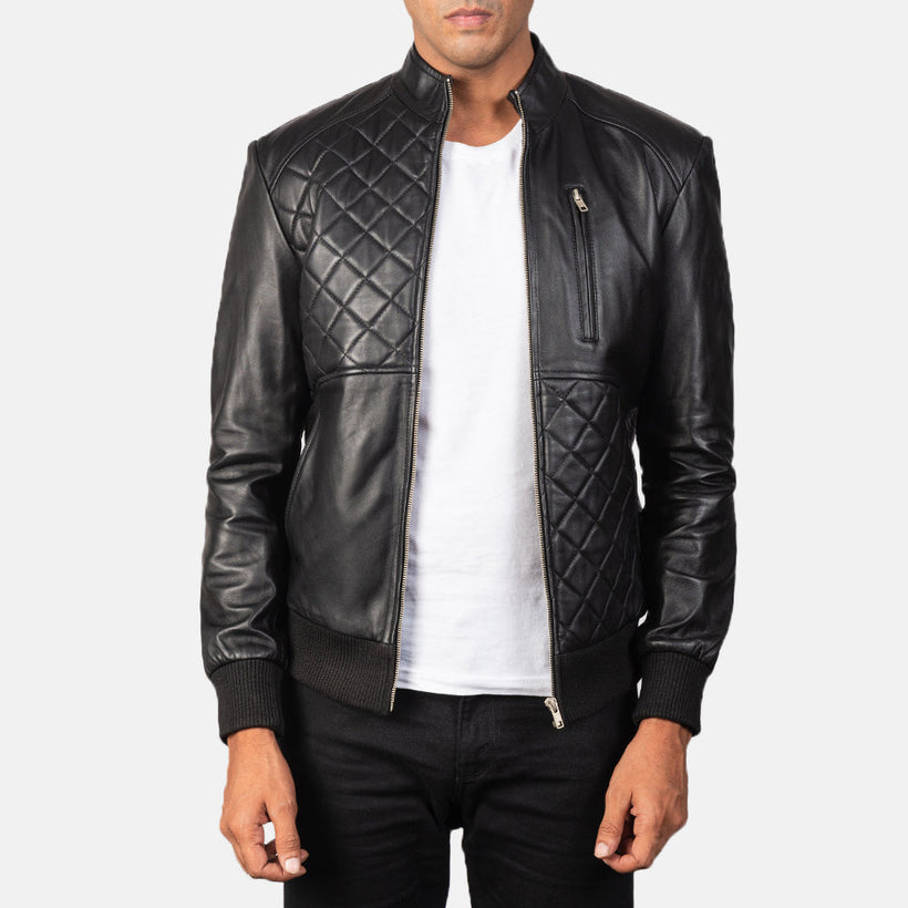 Moda Bomber jakki úr leðri fyrir karla