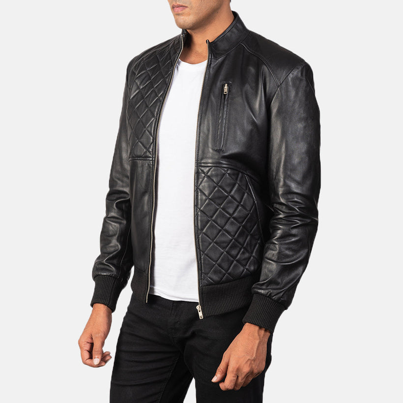 Moda Bomber jakki úr leðri fyrir karla