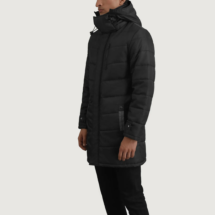 Moore Svartur Hooded Parka fyrir Karla