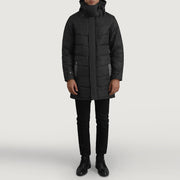
Moore Svartur Hooded Parka fyrir Karla - Hliðarsýn með vinnuvistfræðilegu ermasniði