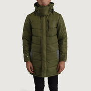 
Nærmynd of Classic Collar & Zipper With Snap Button Placket Hardware on Moore Grænn Hooded Parka fyrir Karla