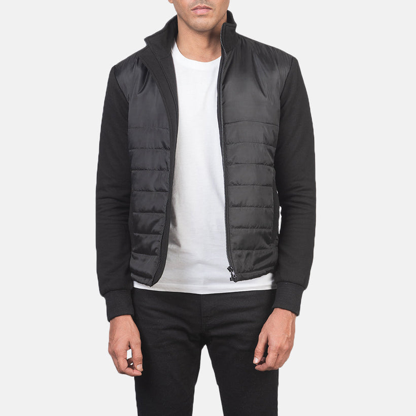 Nashville Quilted Svartur Windbreaker Leðurjakki fyrir karla