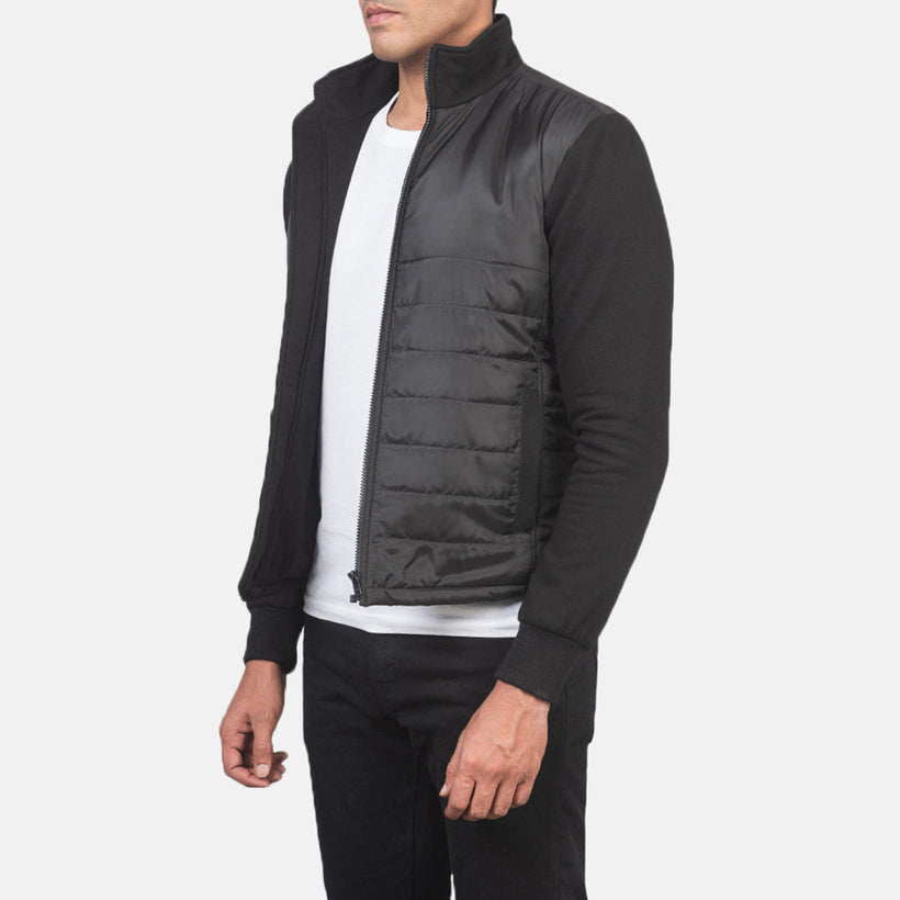 Nashville Quilted Svartur Windbreaker Leðurjakki fyrir karla