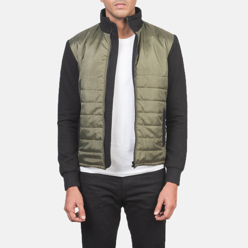 Nashville Quilted Green Windbreaker Leðurjakki fyrir karla