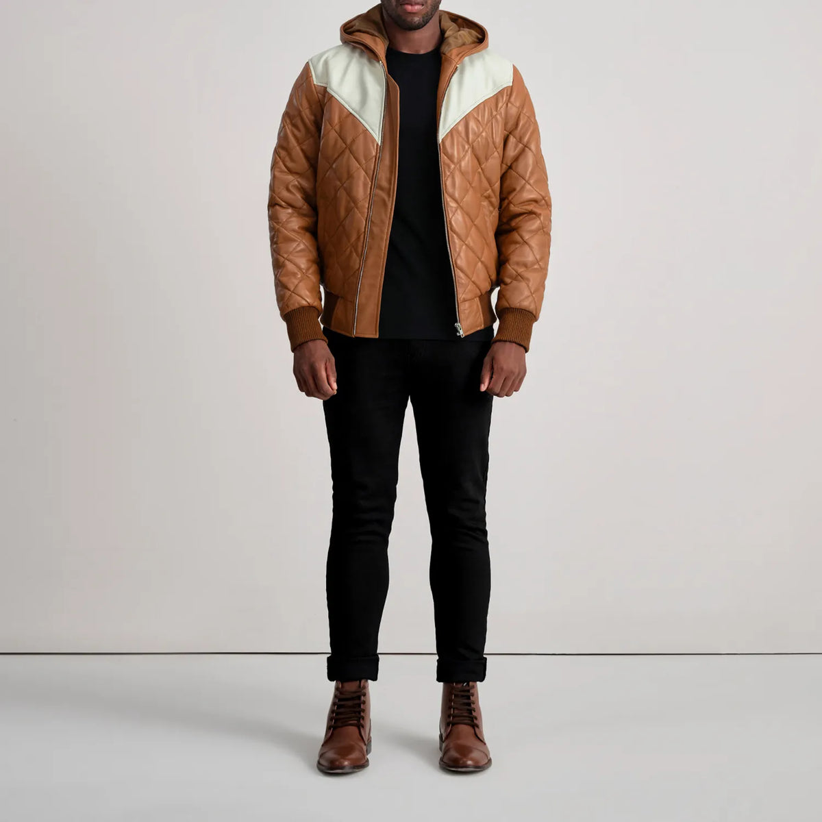 
Norman Leðurjakki Ljósbrúnn Puffer Leðurjakki fyrir Karla – alternate product view 3