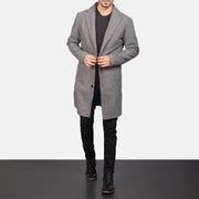 
Petrillo Grey Wool Single Breasted Leðursíðkápa fyrir Karla in Grey Synthetic Wool - Að framan með sniðinni hönnun | Kaupa á netinu