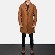 
Nærmynd of Notch & Button Hardware on Petrillo Khaki Wool Single Breasted Leðursíðkápa fyrir Karla