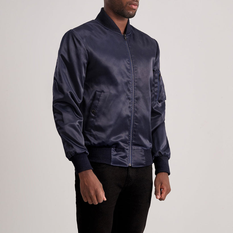 Quinton MA-1 Blue Bomber jakki úr leðri fyrir karla