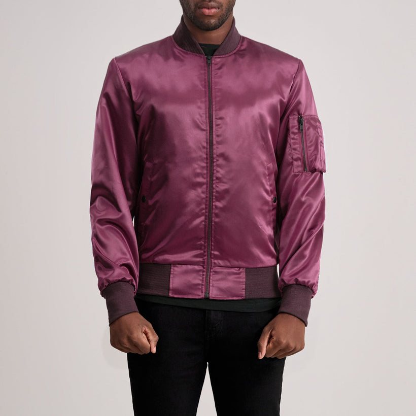 Quinton MA-1 Maroon Bomber jakki úr leðri fyrir karla