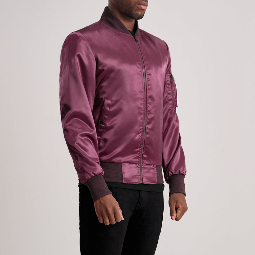 Quinton MA-1 Maroon Bomber jakki úr leðri fyrir karla