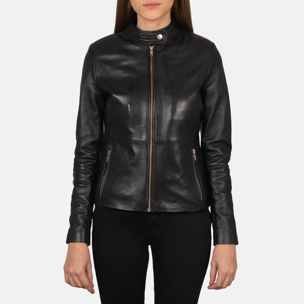 
Handunnið faldssnið Rave Brown Leather Biker Jacket