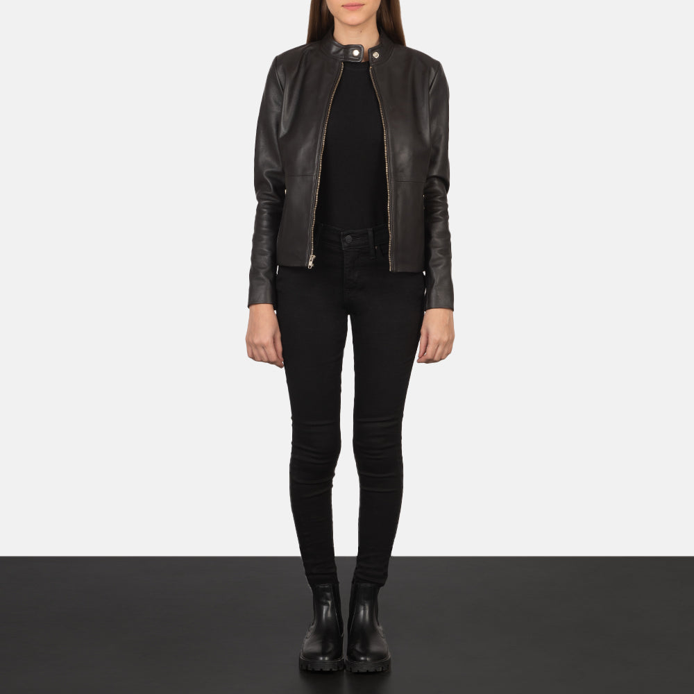 
Rave Brown Leather Biker Jacket - Hliðarsýn með vinnuvistfræðilegu ermasniði