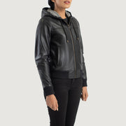 
Rebella Hooded Bomberjakki úr Leðri fyrir Konur – alternate product view 2