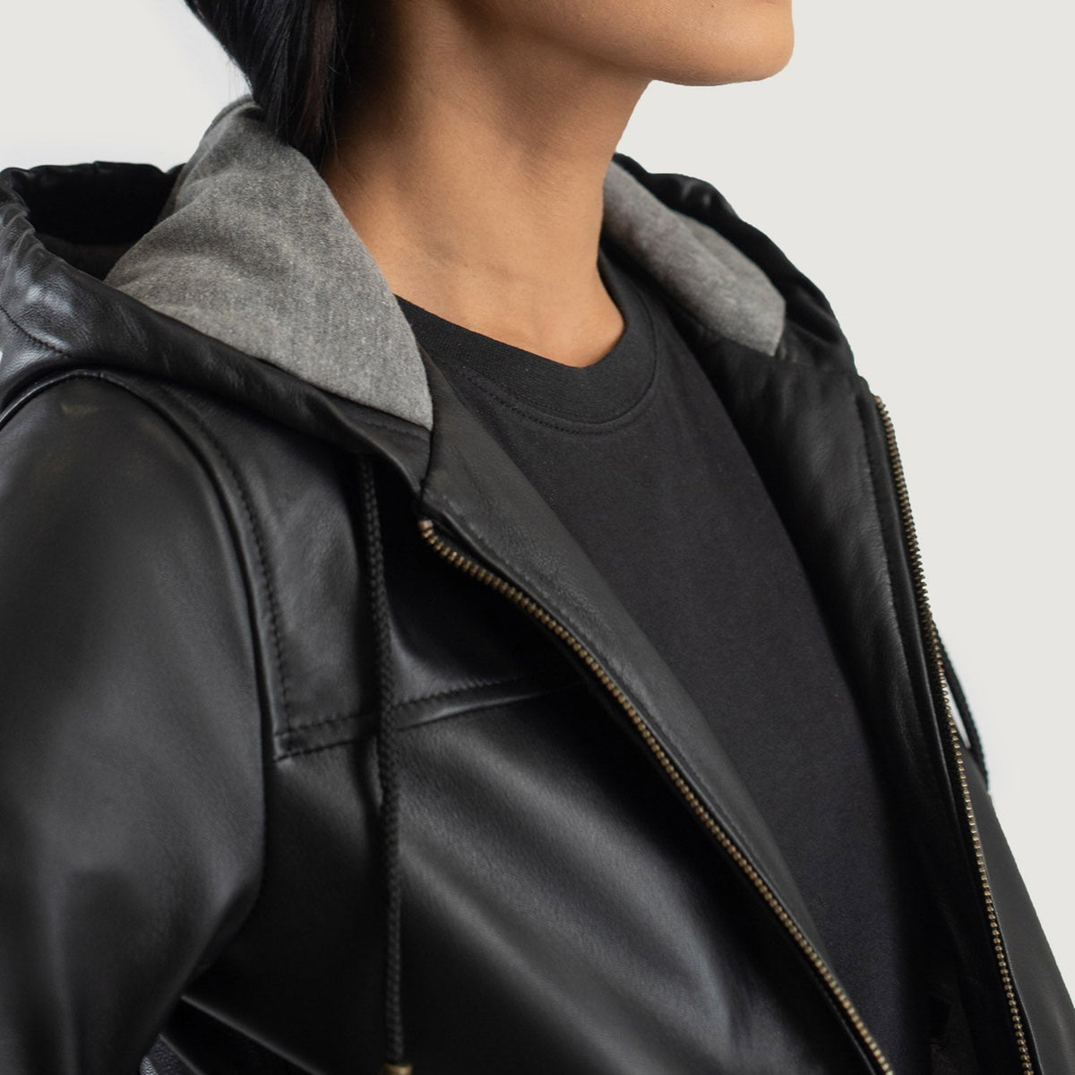 
Rebella Hooded Bomberjakki úr Leðri fyrir Konur – alternate product view 6