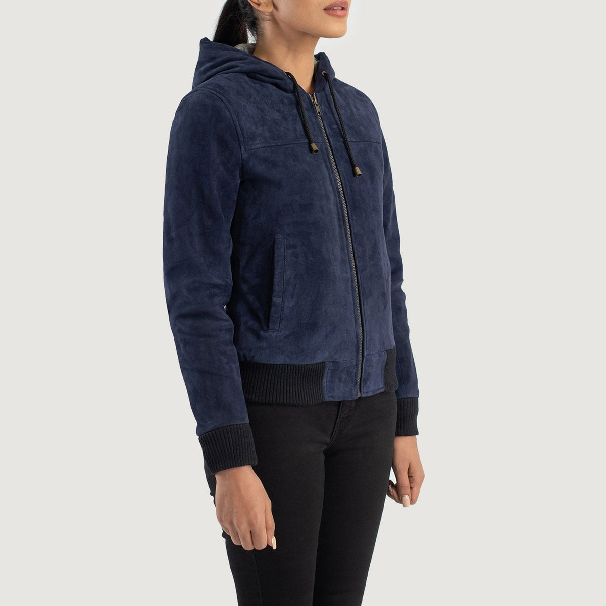 
Rebella Hooded Bomberjakki úr Leðri fyrir Konur – alternate product view 2