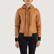 
Rebella Hooded Bomberjakki úr Leðri fyrir Konur – alternate product view 4