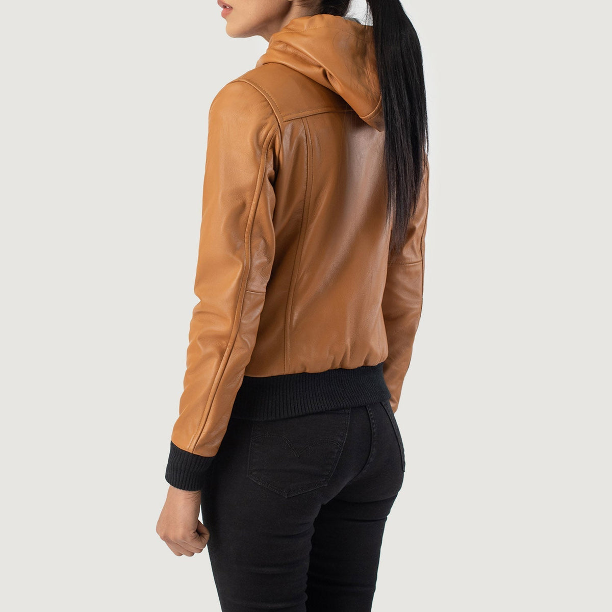 
Rebella Hooded Bomberjakki úr Leðri fyrir Konur – alternate product view 5