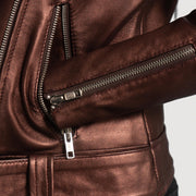 
Authentic Sheepskin Leather with Aniline Finish Grain Texture & Heavy-Duty Seam Stitching Detail