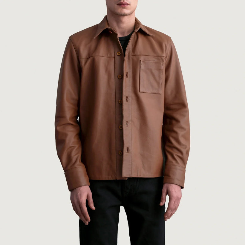 Scout Matte Brúnn Leather Shirt fyrir Karla