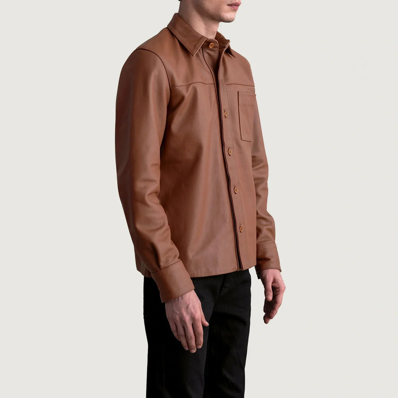 Scout Matte Brúnn Leather Shirt fyrir Karla