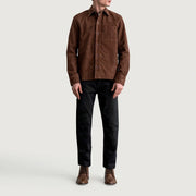 
Nærmynd of Shirt & Buttons Hardware on Scout Mocha Suede Leather Shirt fyrir Karla fyrir Karla