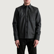 
Scout Tumbled Svartur Leather Shirt fyrir Karla - Hliðarsýn með vinnuvistfræðilegu ermasniði