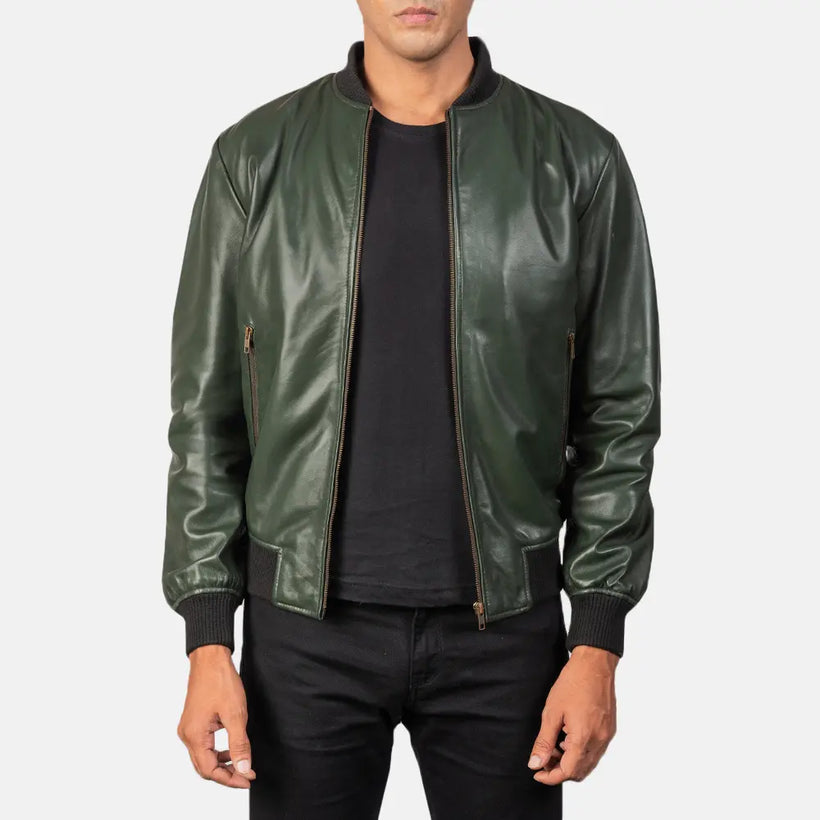 Shane Green Bomber jakki úr leðri fyrir karla