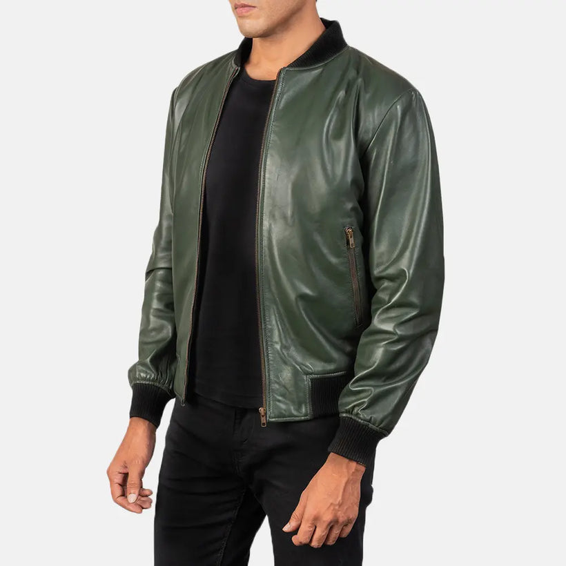 Shane Green Bomber jakki úr leðri fyrir karla