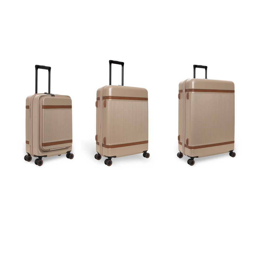 Hand Luggage Suitcase Front Pocket Zuna in Classic 100% Full-Grain Leather - Front Profile View & Tailored Silhouette | Buy Online
