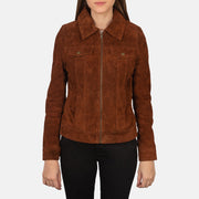 
Brown Goatskin suede Jacket - Að aftan með nákvæmri axlasniði og hreinum fald