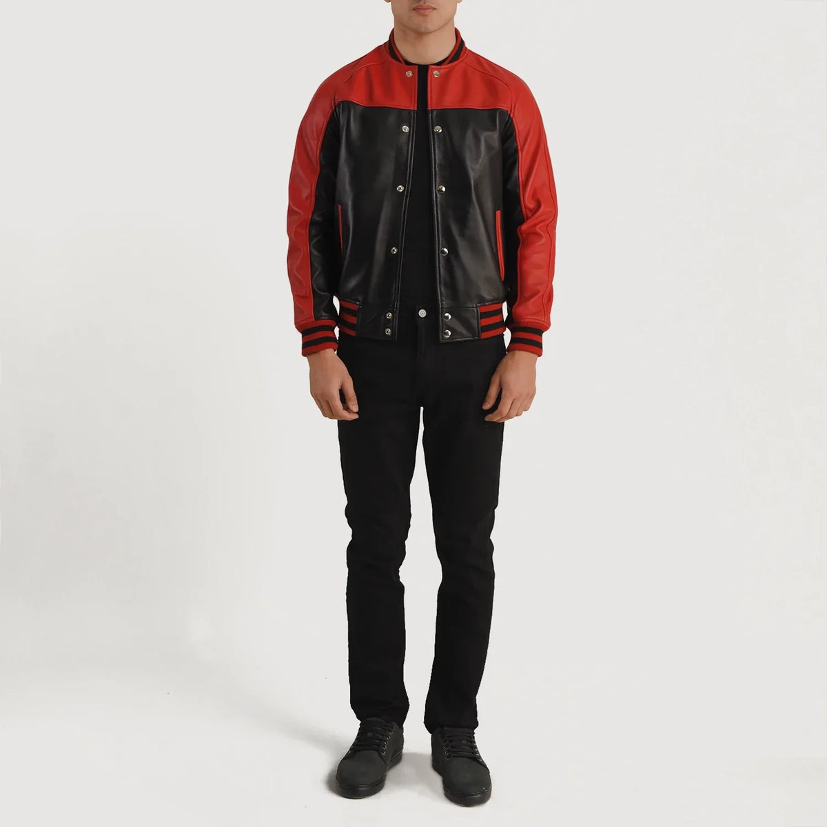 
Terrance Svartur Varsity Leðurjakki fyrir Karla – alternate product view 5