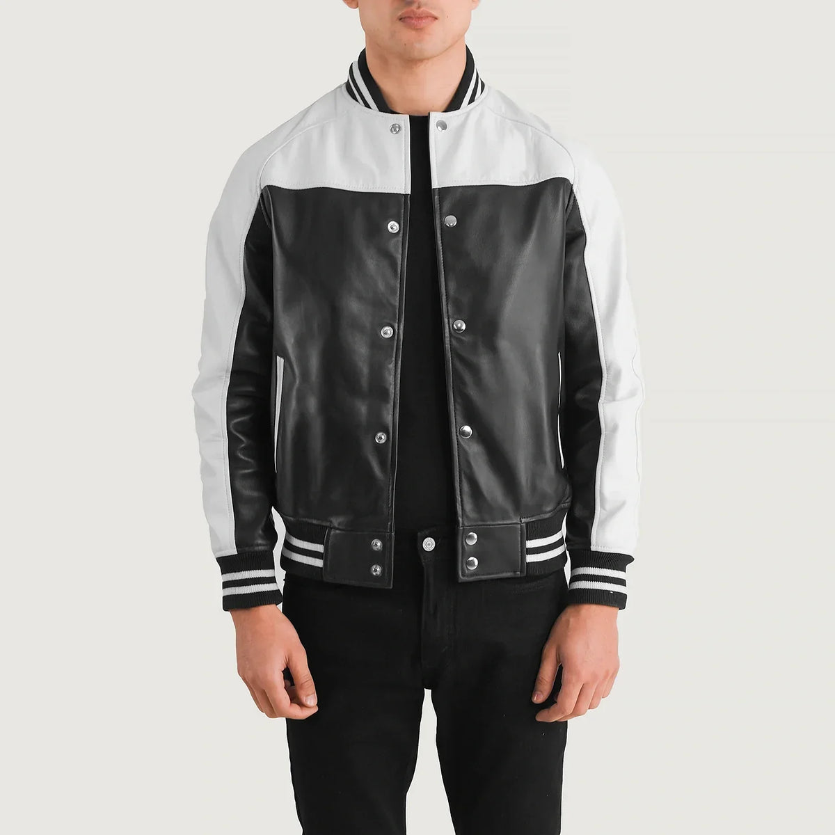 
Terrance Svartur Varsity Leðurjakki fyrir Karla – alternate product view 1