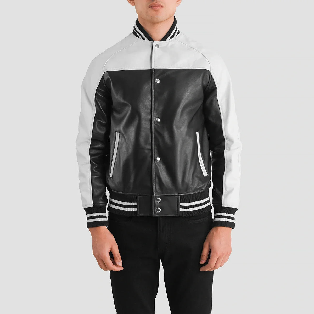 
Terrance Svartur Varsity Leðurjakki fyrir Karla – alternate product view 4