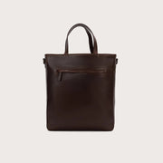 
Vintage Brown Full-Grain leather Bag - Að aftan með styrktum leðurólum