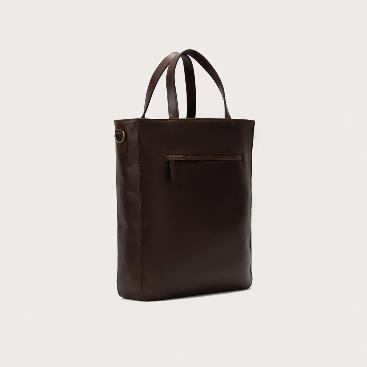 
The Poet Vintage Brown Leather Tote Bag For Men & Women - Hliðarsýn sem sýnir dýpt og rúmmál