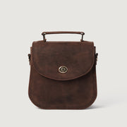 
The Sandra Vintage Distressed Brown Leather Saddle Bag For Women - Hliðarsýn sem sýnir dýpt og rúmmál