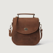 
The Sandra Vintage Ljósbrúnn Leather Saddle Bag For Women in Tan Full Grain Naturally Milled Cowhide Leather. - Full Exterior Að framan með sniðinni hönnun | Kaupa á netinu