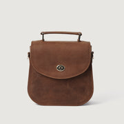 
The Sandra Vintage Ljósbrúnn Leather Saddle Bag For Women - Hliðarsýn sem sýnir dýpt og rúmmál