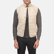 
Tony Off-White Suede Vest fyrir Karla - Að framan með sniðinni hönnun | Kaupa á netinu