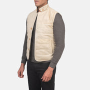 
Tony Off-White Suede Vest fyrir Karla - Að aftan með nákvæmri axlasniði og hreinum fald