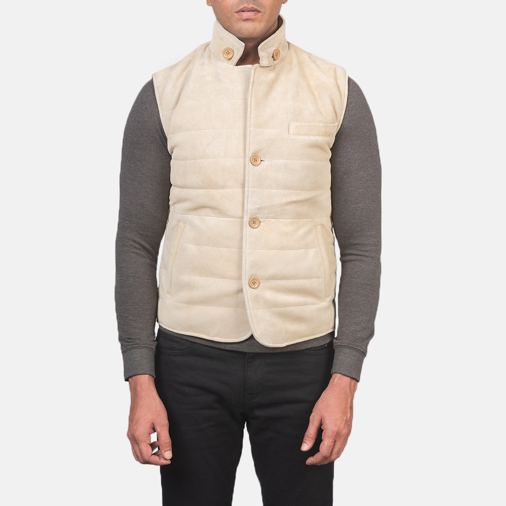 
Nærmynd of Notch with removable throat latch & Button Hardware on Tony Off-White Suede Vest fyrir Karla