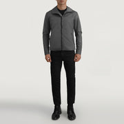
Wesley Grey Hooded Windbreaker Leðurjakki fyrir Karla - Hliðarsýn með vinnuvistfræðilegu ermasniði