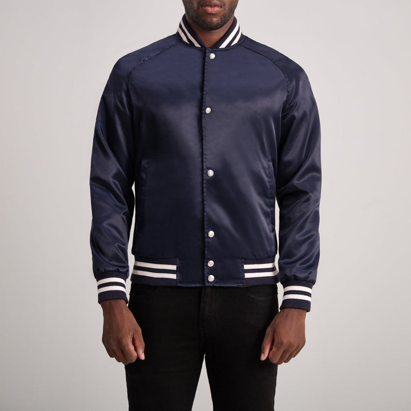 Xander Blue Varsity Leðurjakki fyrir karla