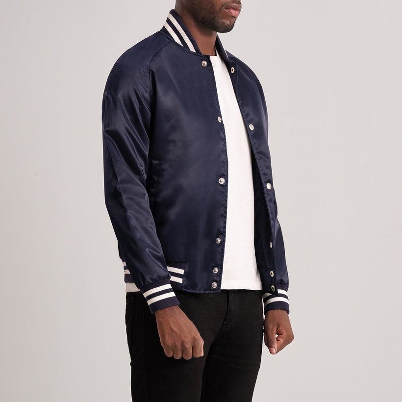 Xander Blue Varsity Leðurjakki fyrir karla
