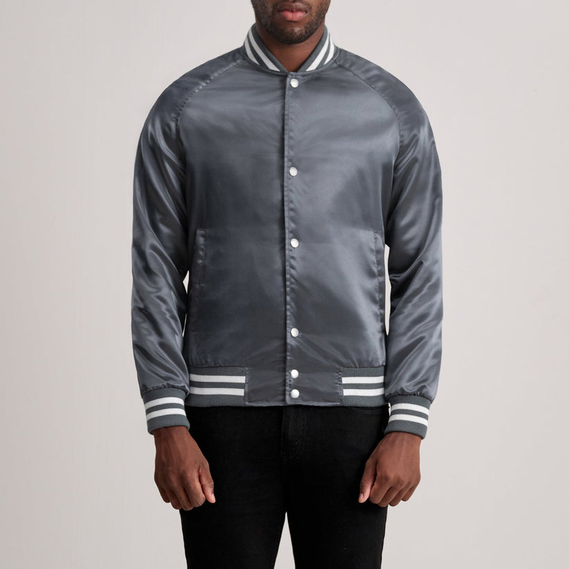 Xander Grey Varsity Leðurjakki fyrir karla