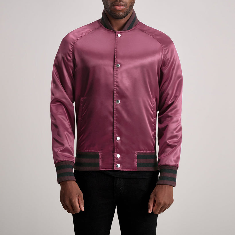 Xander Maroon Varsity Leðurjakki fyrir karla